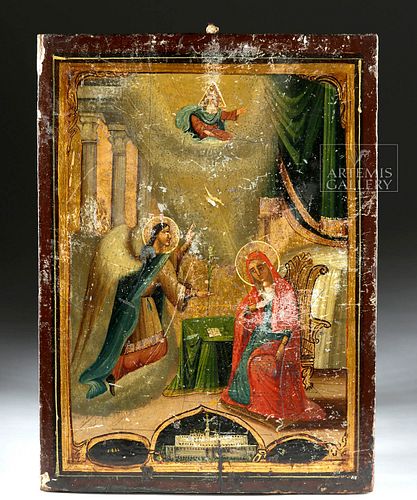 19th C. Russian Icon - Annunciation