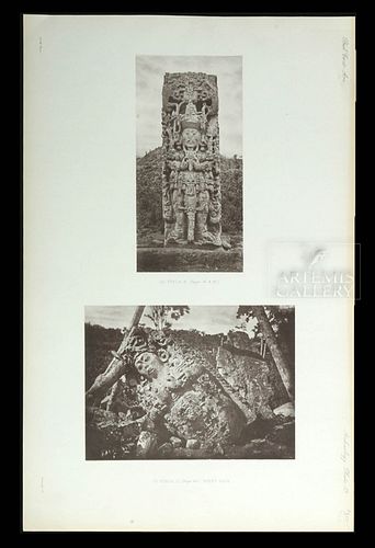 Alfred Maudslay B&W Maya Ruins Photogravure - 1890