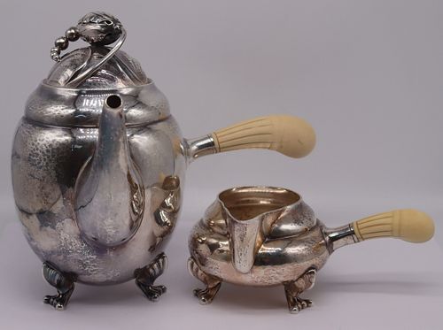 STERLING. Georg Jensen Blossom Teapot and Creamer.