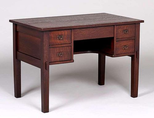 L&JG Stickley Onondaga Small Five-Drawer Desk c1904