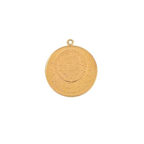 1921 Mexican 20 Pesos Gold Coin Pendant