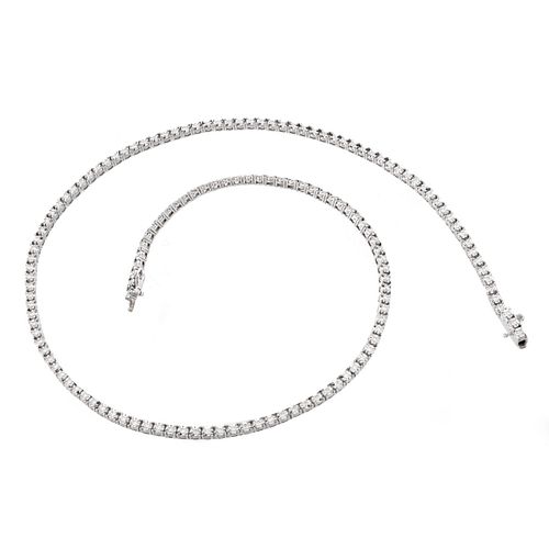 4.13 Carat Diamond and 14K Tennis Necklace