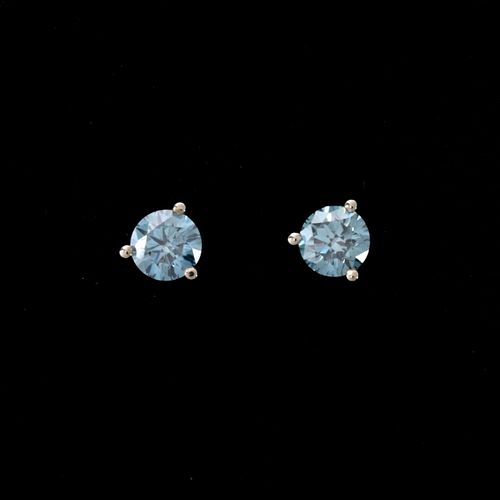 1.06 Carat Blue Diamond Ear Studs
