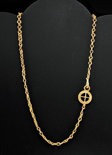 Roman 22K Gold Chain Necklace w/ Wheel Pendant - 16.8 g