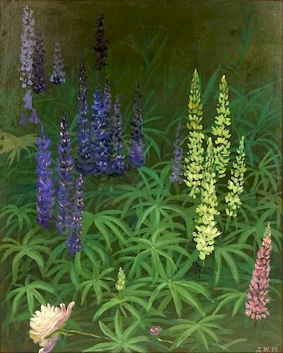 Probably Dmitri Zhilinsky, Russian (born 1927) Oil on Canvas Laid on Masonite, "Garden Flowers"