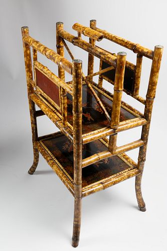 Anglo-Japanese Tortoiseshell Bamboo and Signed Lacquer Periodical Stand, circa 1880