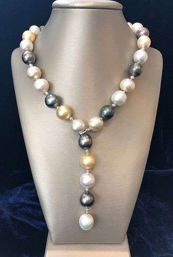 15mm - 12.5mm South Sea Pearl Lariat Necklace