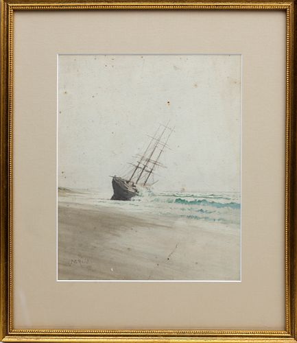 Jane Brewster Reid Watercolor View "Run Aground on the South Shore Nantucket"