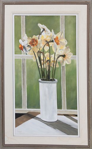Roy Bailey Oil on Canvas "Daffodil Still Life"