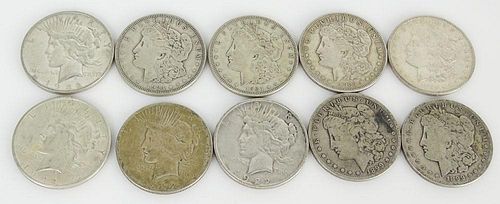 Lot of Ten (10) Morgan Silver Dollars