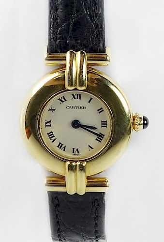 Lady's Vintage Cartier 18 Karat Yellow Gold Colisee Quartz Movement Watch