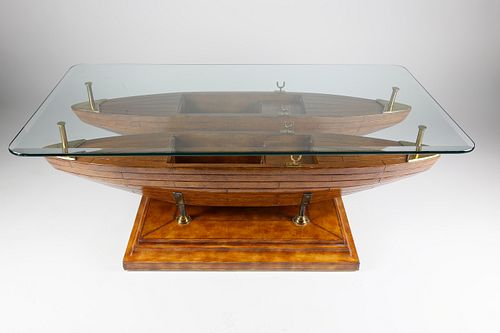 Maitland Smith Double Dory Glass Top Cocktail Table