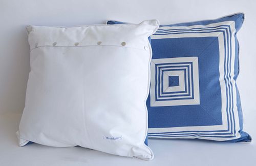 Pair of Ralph Lauren Blue and White Canvas Pillows