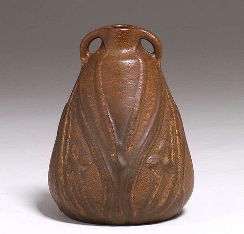 Van Briggle Two-Handled #182 Matte Brown Vase 1904