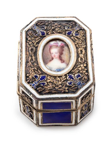 A French Engine-Turned Enamel and Silver-Gilt Box