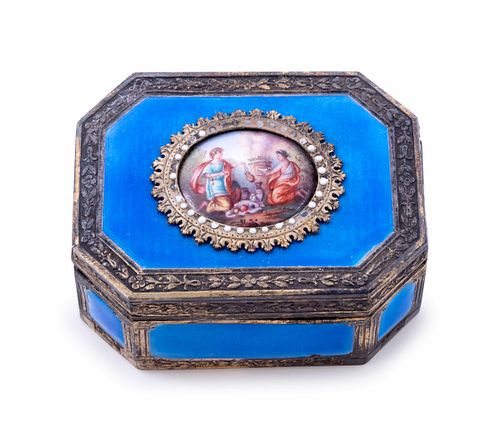 A French Engine-Turned Enamel and Silver-Gilt Box
