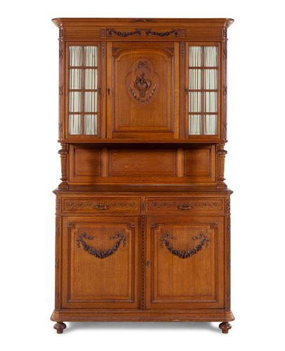 A French Carved Oak Buffet a Deux Corps