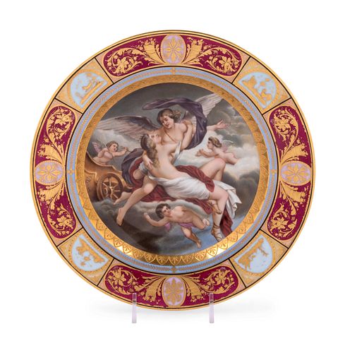 A Vienna Painted and Parcel Gilt Porcelain Cabinet Plate