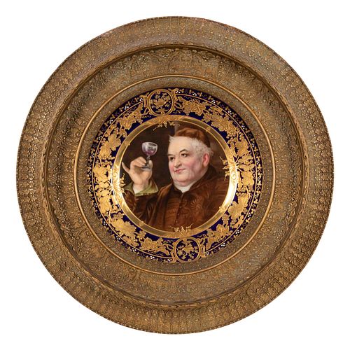 A Vienna Painted and Parcel Gilt Porcelain Cabinet Plate 