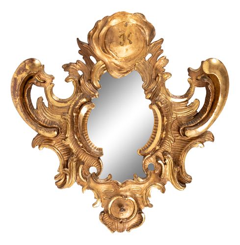 A Continental Carved Giltwood Mirror