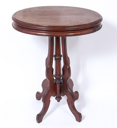 Eastlake Style Oval Top Wood Side Table