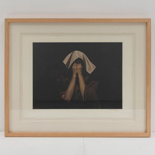 Santiago Carbonell. María manto blanco. Firmada. Litografía y barniz serigráfico 142/250. Enmarcada. 50 x 60 cm