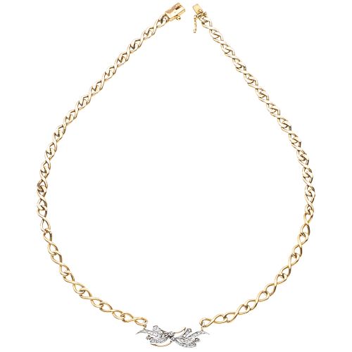 Choker with diamonds in 18K, 14K yellow gold, and palladium silver, with 31 diamonds. Weight: 23.0 g