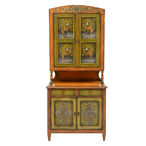 Sergio Bustamante. (Culiacán, México, 1949- ) Cabinet. Signed. Made in polychrome wood.