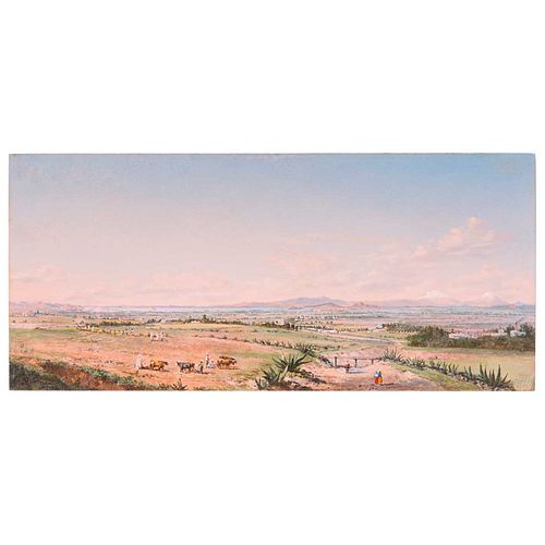 Chapman, Conrad Wise. Paisaje del Valle de México. Oil on canvas. 5.9 x 12.9" (15 x 33 cm). Signed and dated: "Chapman, New York, 1902".
