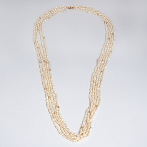Seed pearl & 14k yellow gold necklace