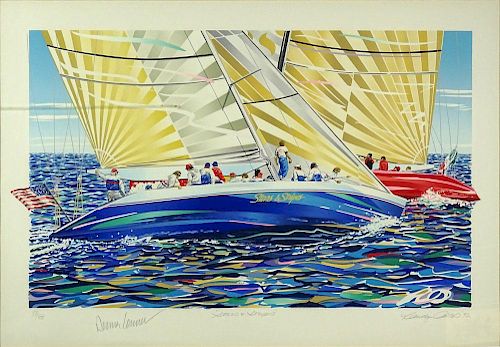 Randy Queen, American (20th C) Color Lithograph "Stars and Stripes"