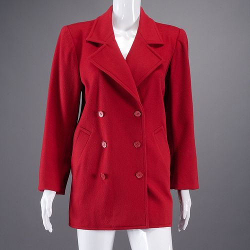Yves Saint Laurent red wool pea coat