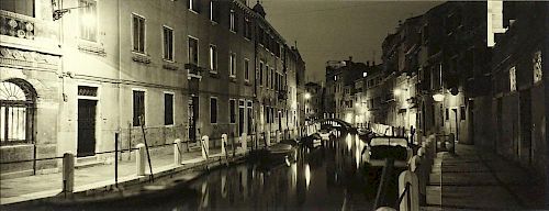 Michael O'Neill, American (B. 1930) Platinum, palladium contact print "Rio Montin At Night, (One Hour), Venice, 1986."