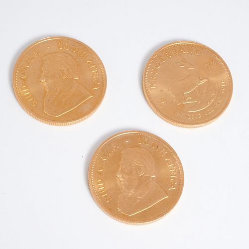 (3) South African gold Krugerand coins, 1976