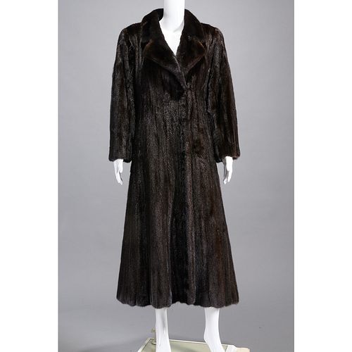Pierre Balmain dark ranch mink long coat
