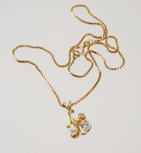 14K Yellow Gold & DIAMOND Pendant Necklace