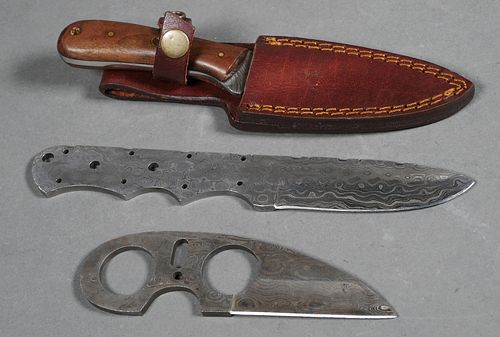 (3) Custom Fixed Blade Damascus Steel Knife