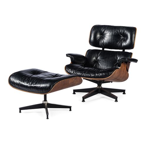 A Charles and Ray Eames Lounge Chair and Ottoman, Model 670 & 671