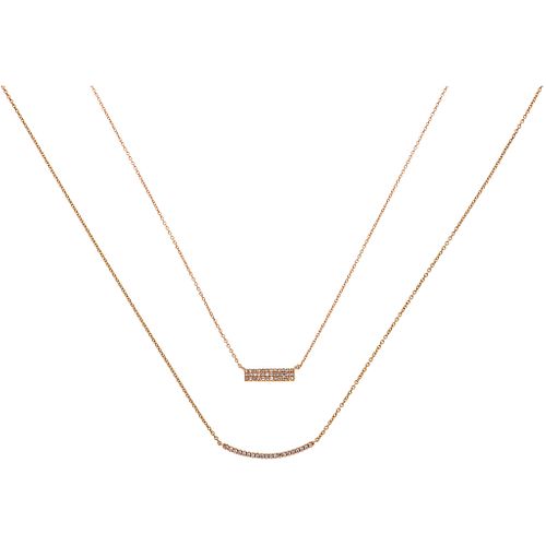 NECKLACE AND CHOKER WITH DIAMONDS. 14K PINK GOLD