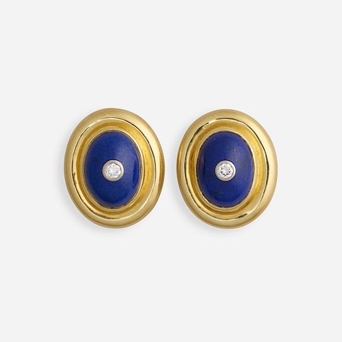Paloma Picasso for Tiffany & Co., Lapis lazuli, diamond, and gold earrings
