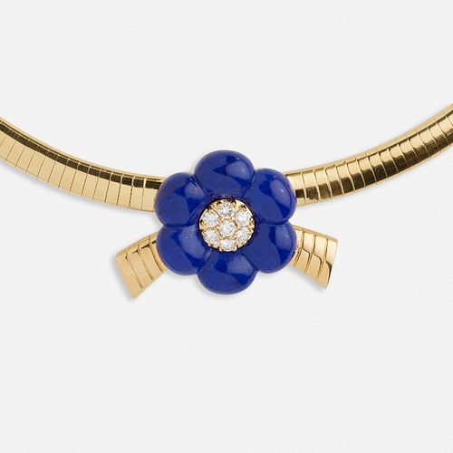 Van Cleef & Arpels, Gold, lapis lazuli, and diamond flower necklace