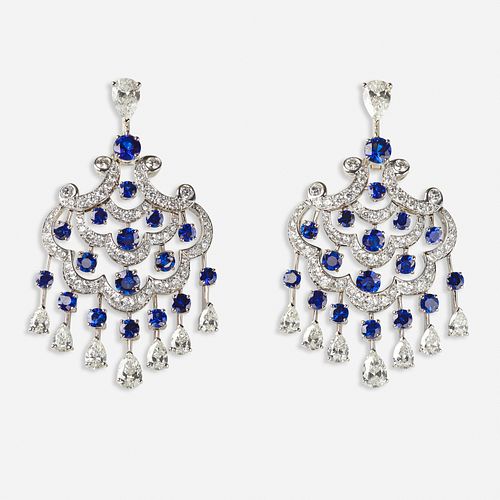 Graff, Diamond and sapphire chandelier earrings