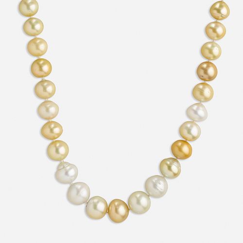 South Sea golden and white cultured pearl necklace