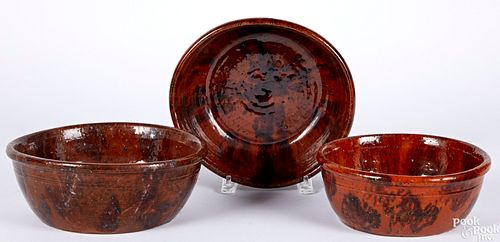 Three Pennsylvania redware mixing bowls