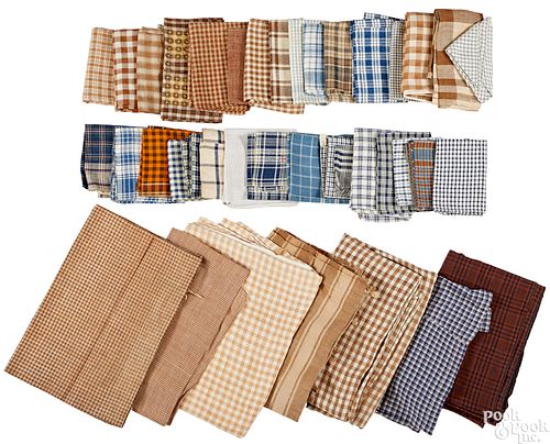 Group of brown and white homespun fabric