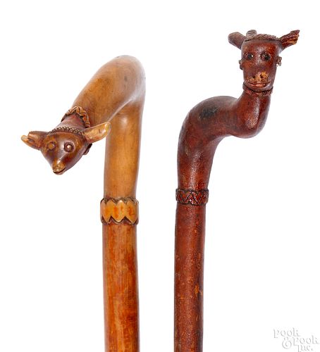 Schtockschnitzler Simmons, two carved canes