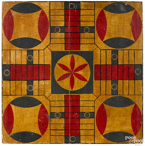 Painted pine Parcheesi gameboard