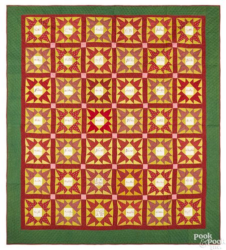Pennsylvania flying crow pieced friendship quilt