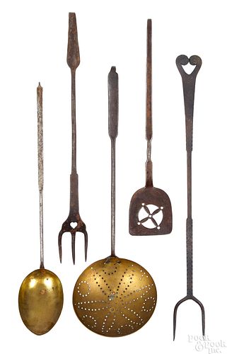 Five Pennsylvania wrought iron utensils