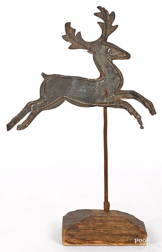 Sheet iron leaping stag weathervane